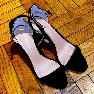 Black block heel sandals